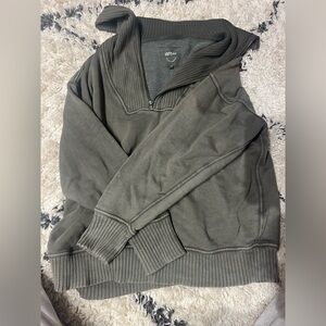 Aerie Green Zip Up Sweater